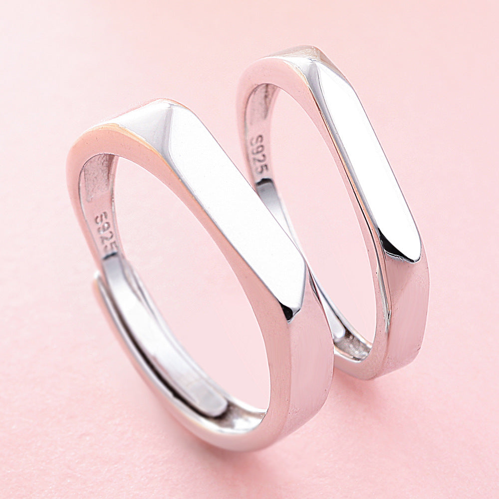 Simple Personality S925 Sterling Silver Couple Ring