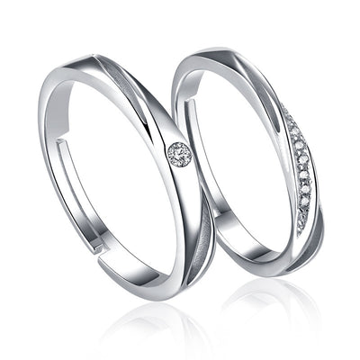 Simple Personality S925 Sterling Silver Couple Ring